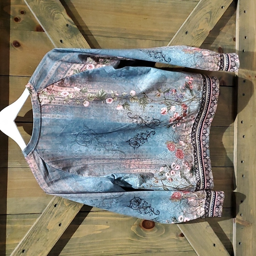 WHIMSICAL LONG SLEEVE FLORAL VINES TOP SIZE SMALL FAIRY FOREST GIRLIE VENETIAN - Picture 5 of 6